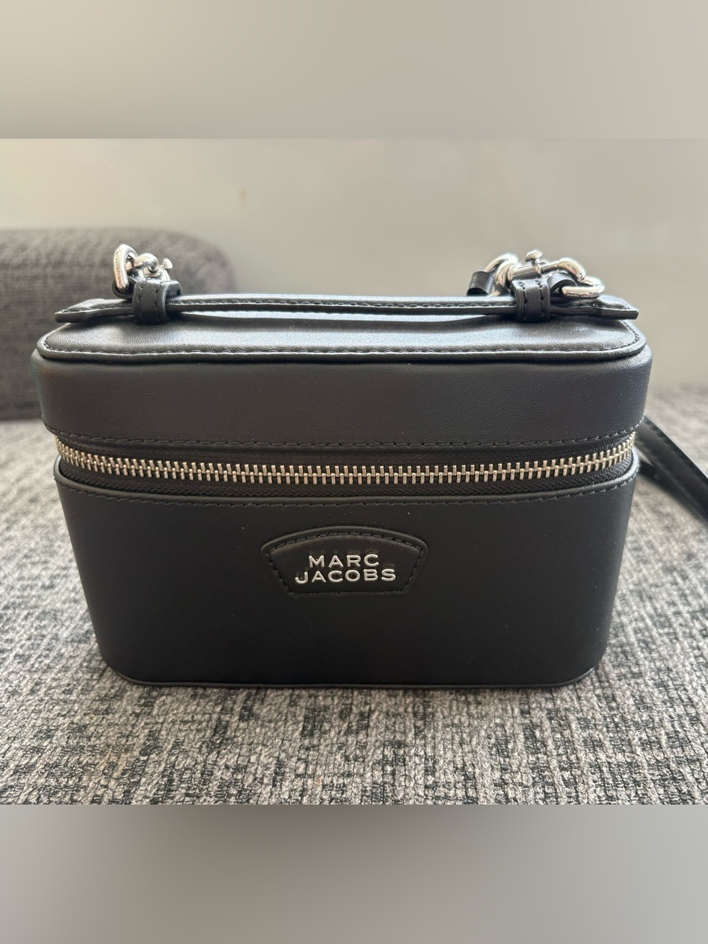 Marc Jacobs Black Leather Messenger with Silver Zip NWT